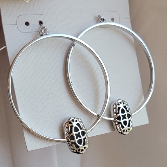 NWT Kendra Scott Drusy Earrings Silver Hoops - Picture 16 of 16